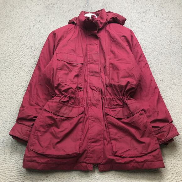 Eddie Bauer Goose Down Parka Jacket Coat Womens Small Full Zip Pockets Maroon - Picture 1 of 15